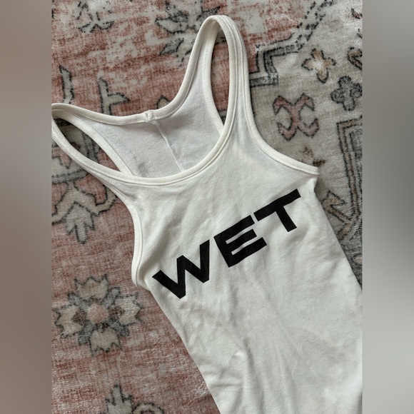 NWOT Yeezy White Tank Romper with Black 'WET' Graphic - Picture 3 of 4